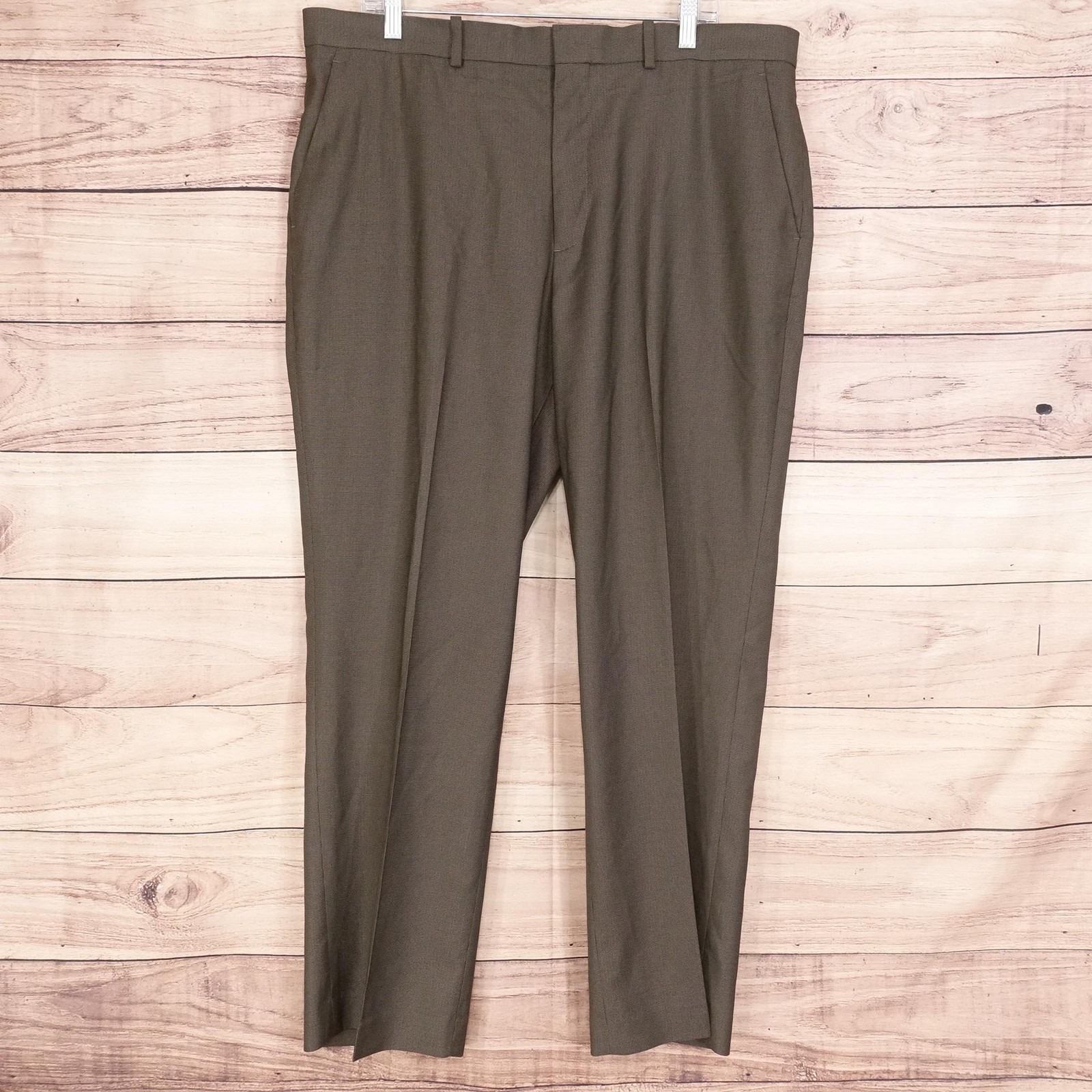 Perry Ellis Portfolio Dress Pants Mens 38x30 Brown Classic Fit Stretch
